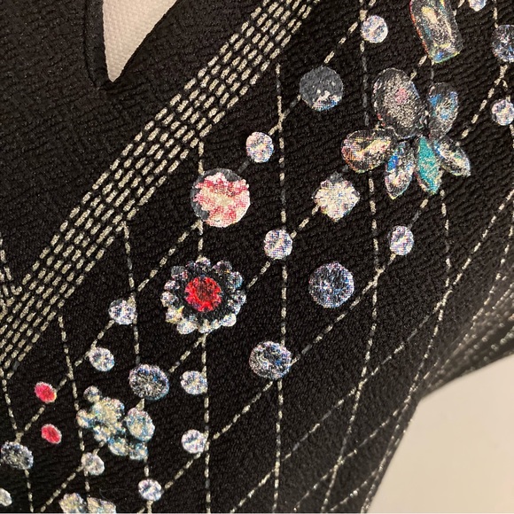 Zara tunic style mini dress, black with a splash of sparkle and color, v-neck S - Picture 5 of 6